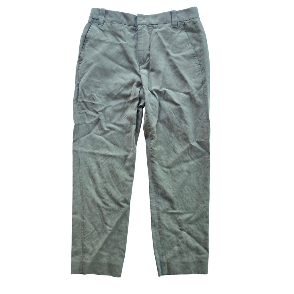Vince -1159 Olive Green Linen Lyocell Blend‎ Tailored Straight Leg Pants Size 2